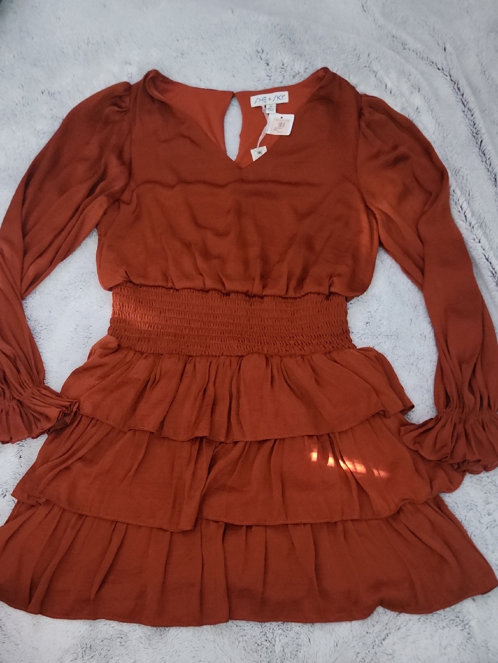 She + Sky Rust Orange Casual Dress NWT Apricot Lane